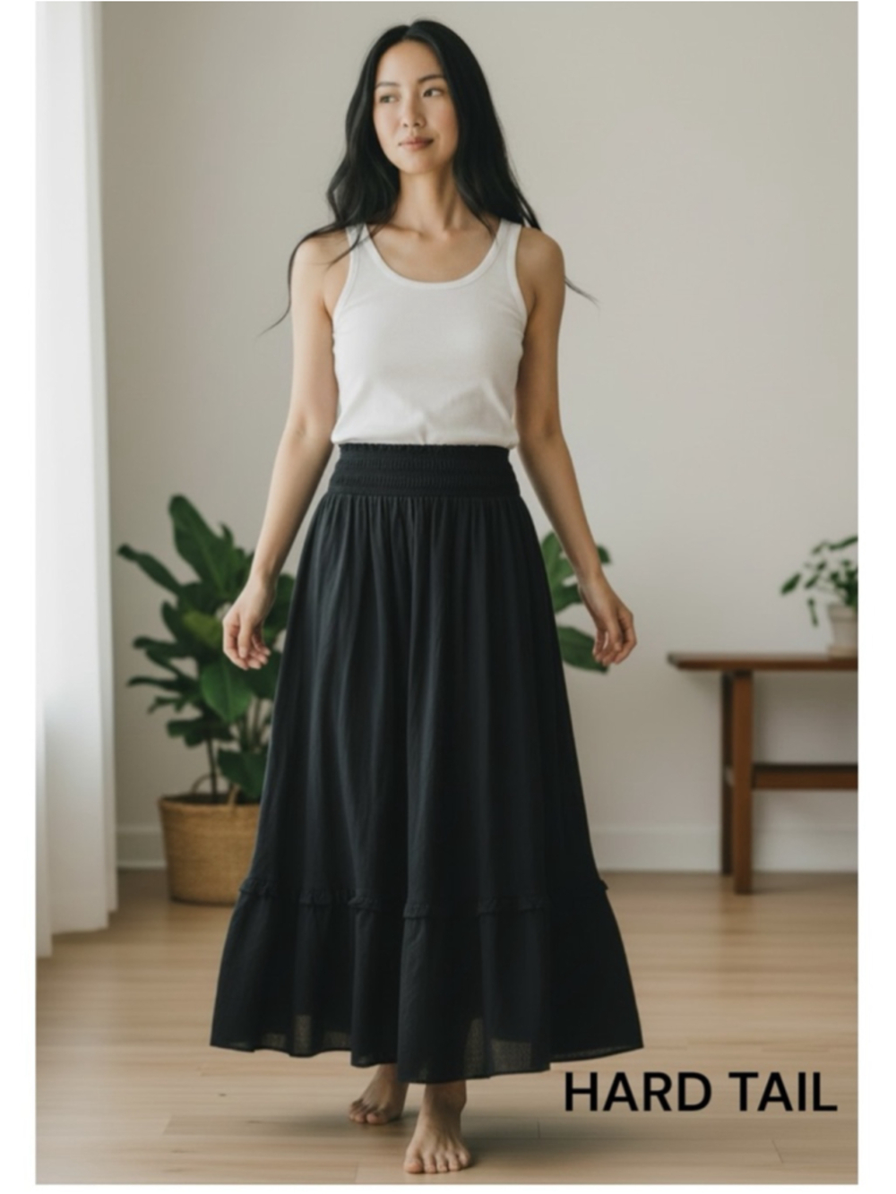 Hard Tail Hardtail Black Modest Maxi Skirt L
